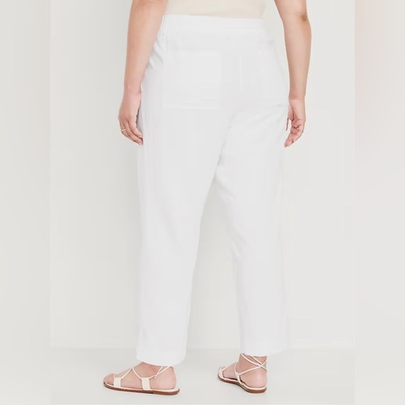 New Old Navy High Rise Linen Blend Straight Pants Comfort XXL TALL White Beach - Picture 4 of 14